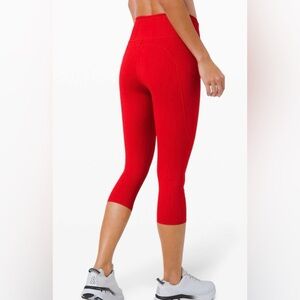 Lululemon Fast and Free Crop 19 inch size 6 dark red